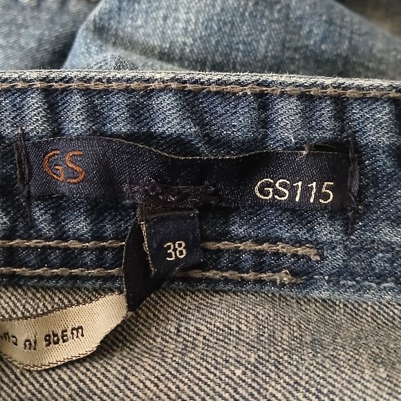 GS115 Jeans Mens 38X33 Blake Slim Distressed Y2K Bleach Spots Embroidered Blue - Picture 11 of 12